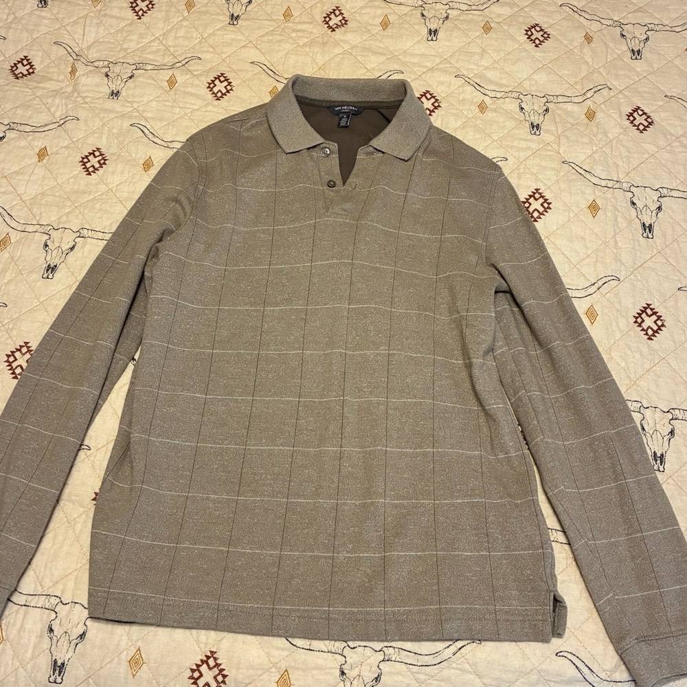 Van Heusen Taupe Checkered Polo Shirt